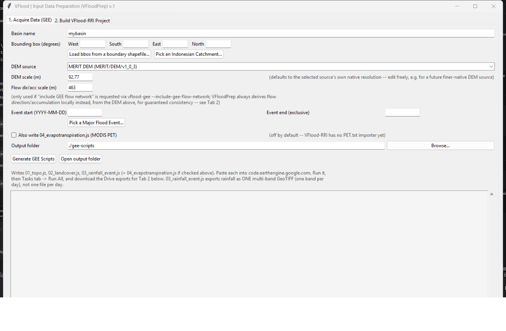 VFloodPrep Tab 1 — Acquire Data (GEE)
